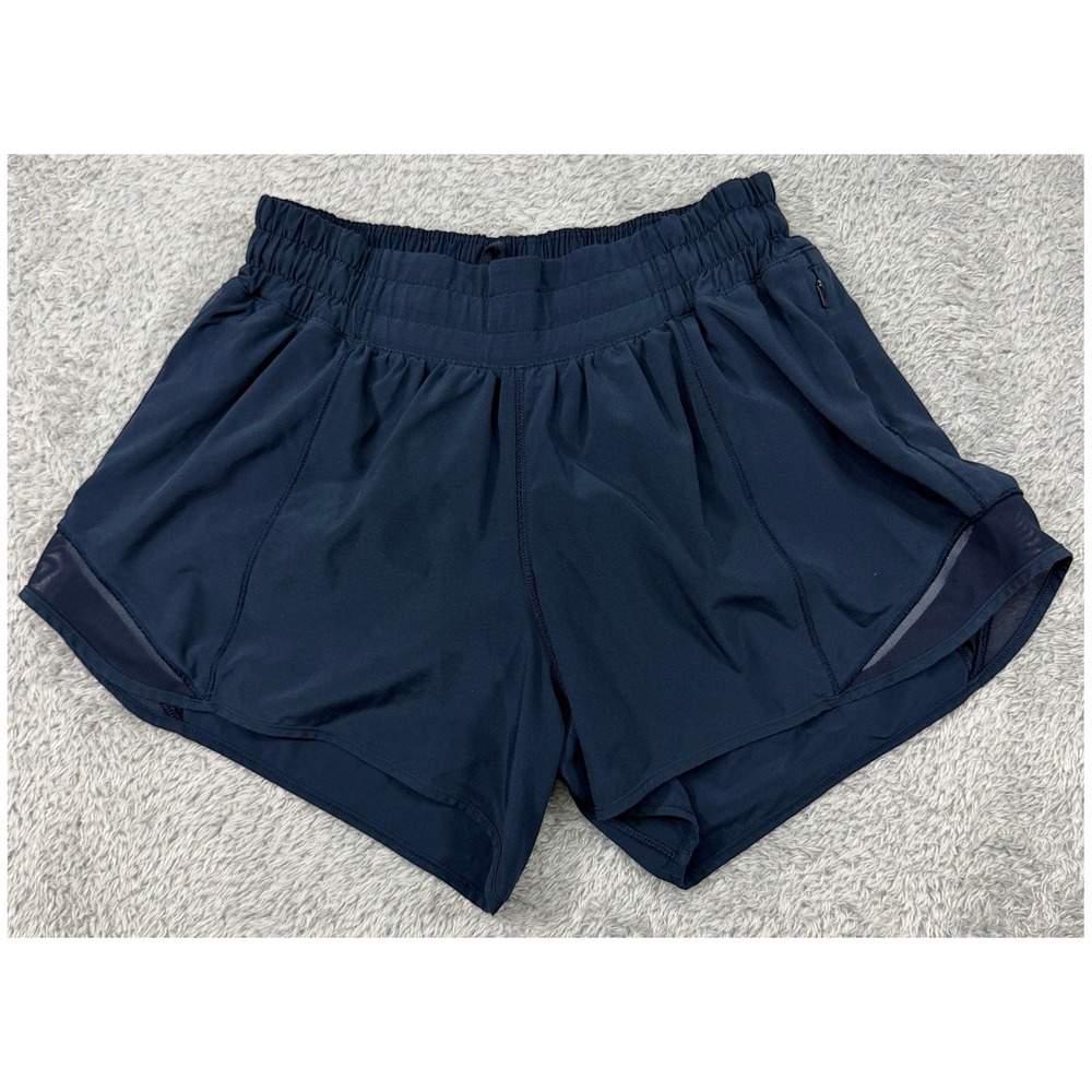 Lululemon Shorts Womens 6 Navy Hotty Hot High-Rise 4" Lined Running Mesh Sport